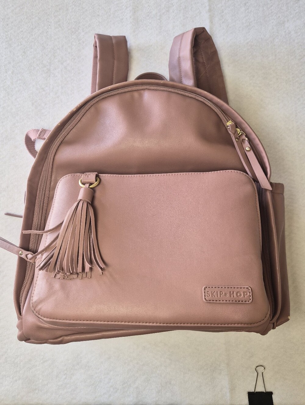 Skip Hop Rose Pink Women's Backpack with Tassel Front Pocket